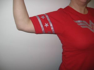 I love my new Wonder Woman t-shirt but it hides the "Guns"!